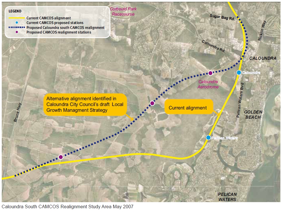 Caloundra South Rail Corridor Realignment Study - Newsletter map May 2007